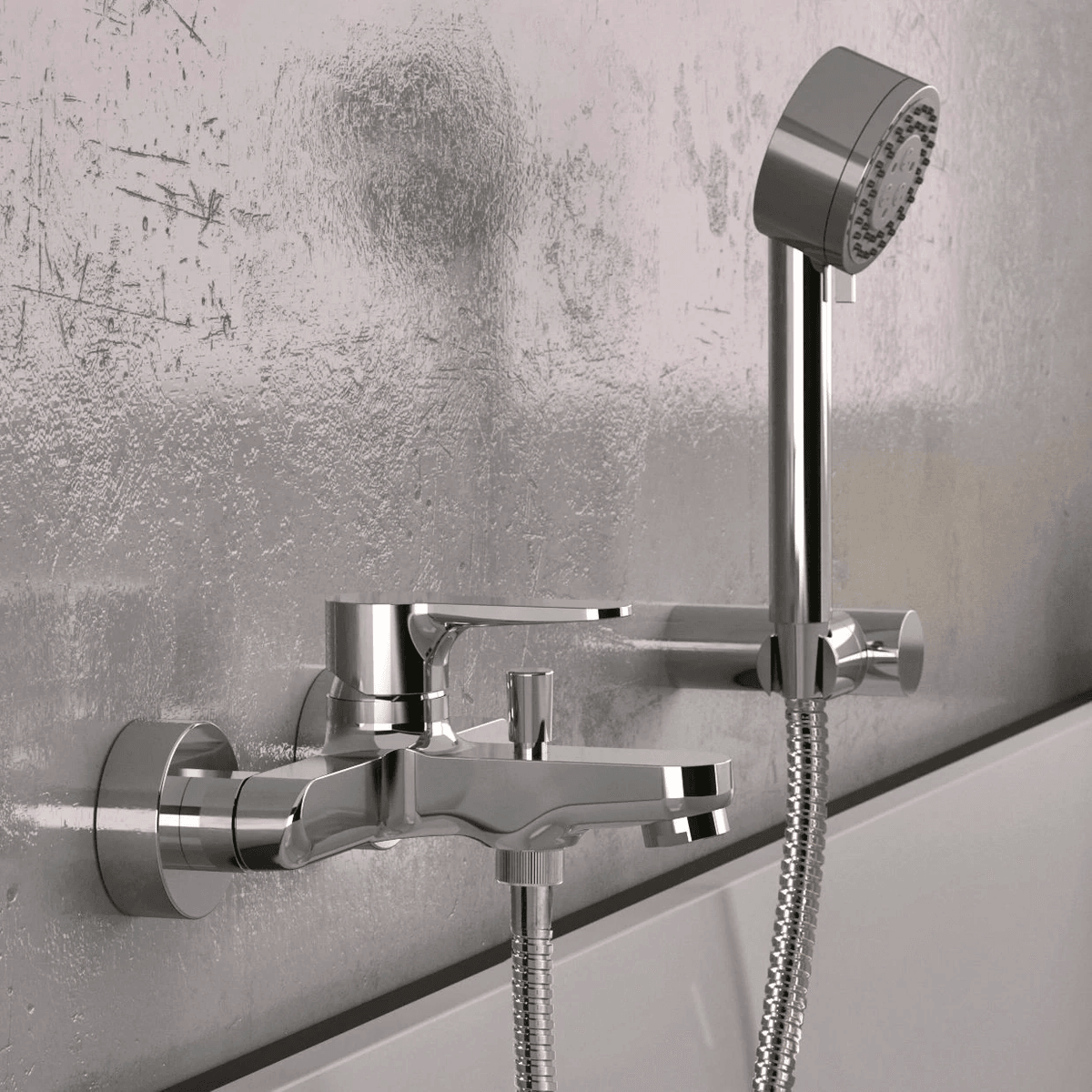 Mitigeur de bain / douche apparent Remer avec flexible, douchette 4 jets et support / Collection Winner - RDW02 Mitigeur de bain / douche apparent Remer avec flexible, douchette 4 jets et support / Collection Winner - RDW02