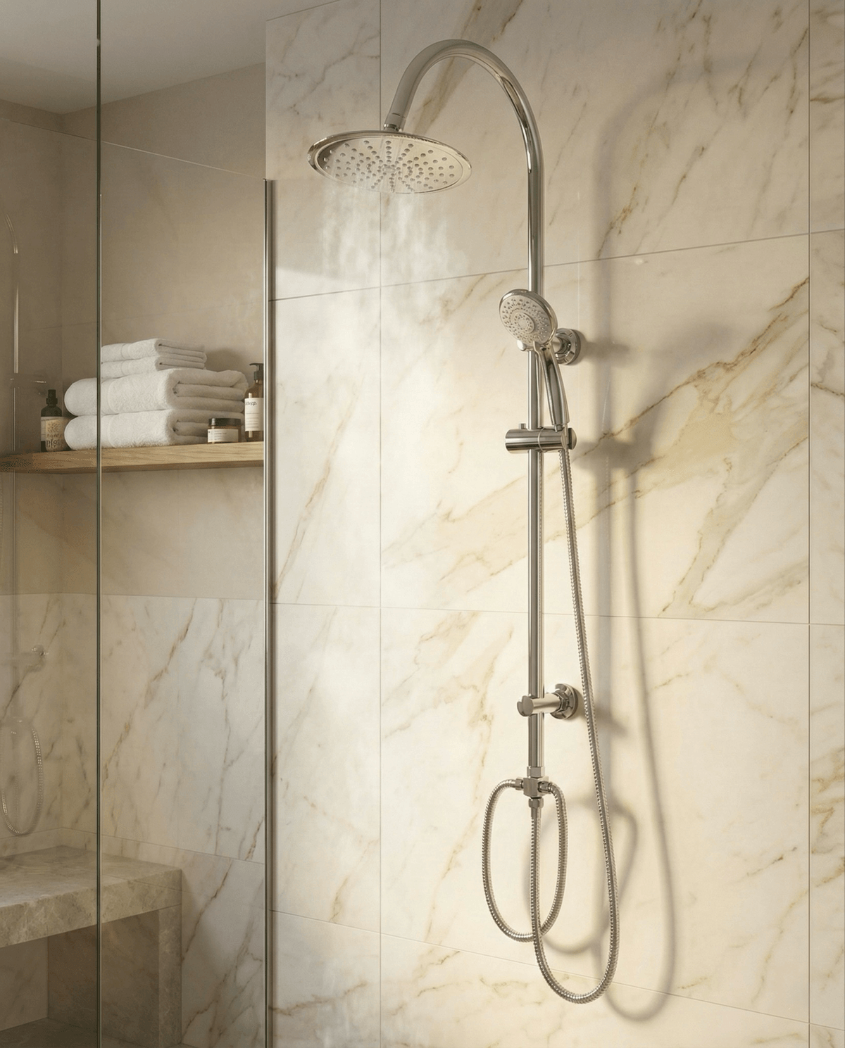 Colonne de douche Gedy avec pomme de douche et douchette à main 1 jet / Collection Facile 02 - GEDGYSC1000260