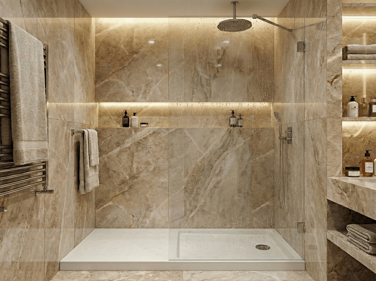 Paroi de douche Innovativ en verre trempé (Securit) d'épaisseur 8 mm avec pinces en acier inoxydable chromé - PARD100-2PIB01-CLA