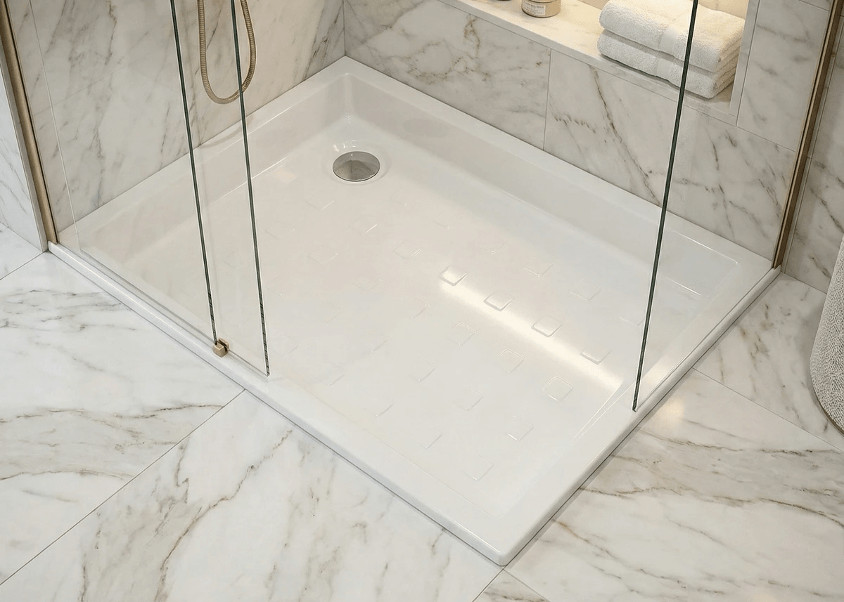 Receveur de douche d'angle rectangulaire Sanibel / Receveur de douche décentré Tunisie / Salle de bain Tunisie