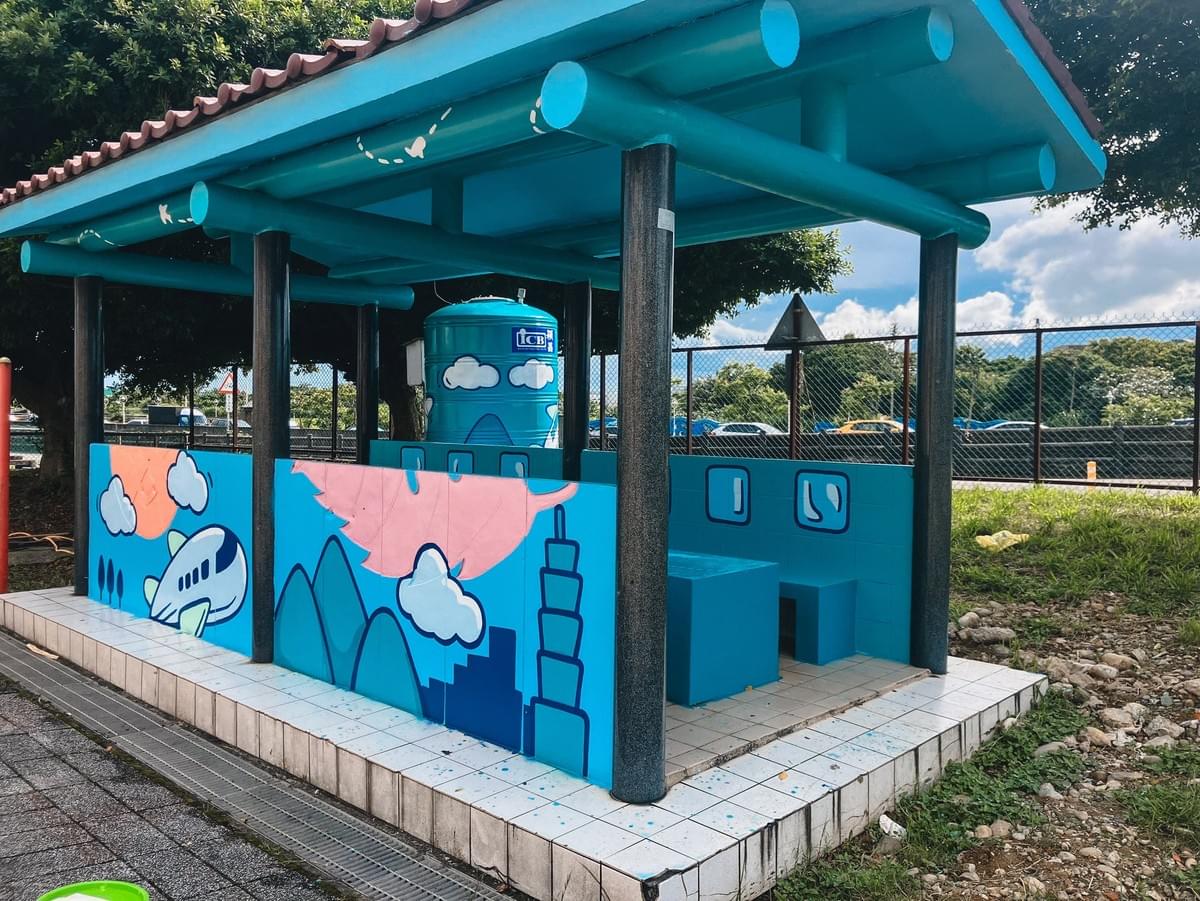 桃園蘆竹海寧公園涼亭彩繪-航空飛行主題-奇豆彩繪工作室