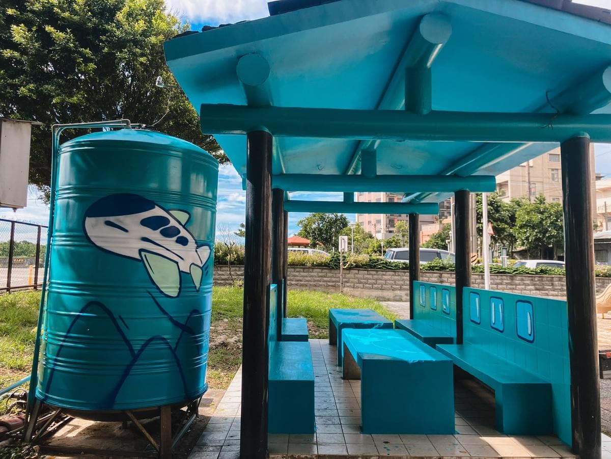 桃園蘆竹海寧公園涼亭彩繪-航空飛行主題-奇豆彩繪工作室