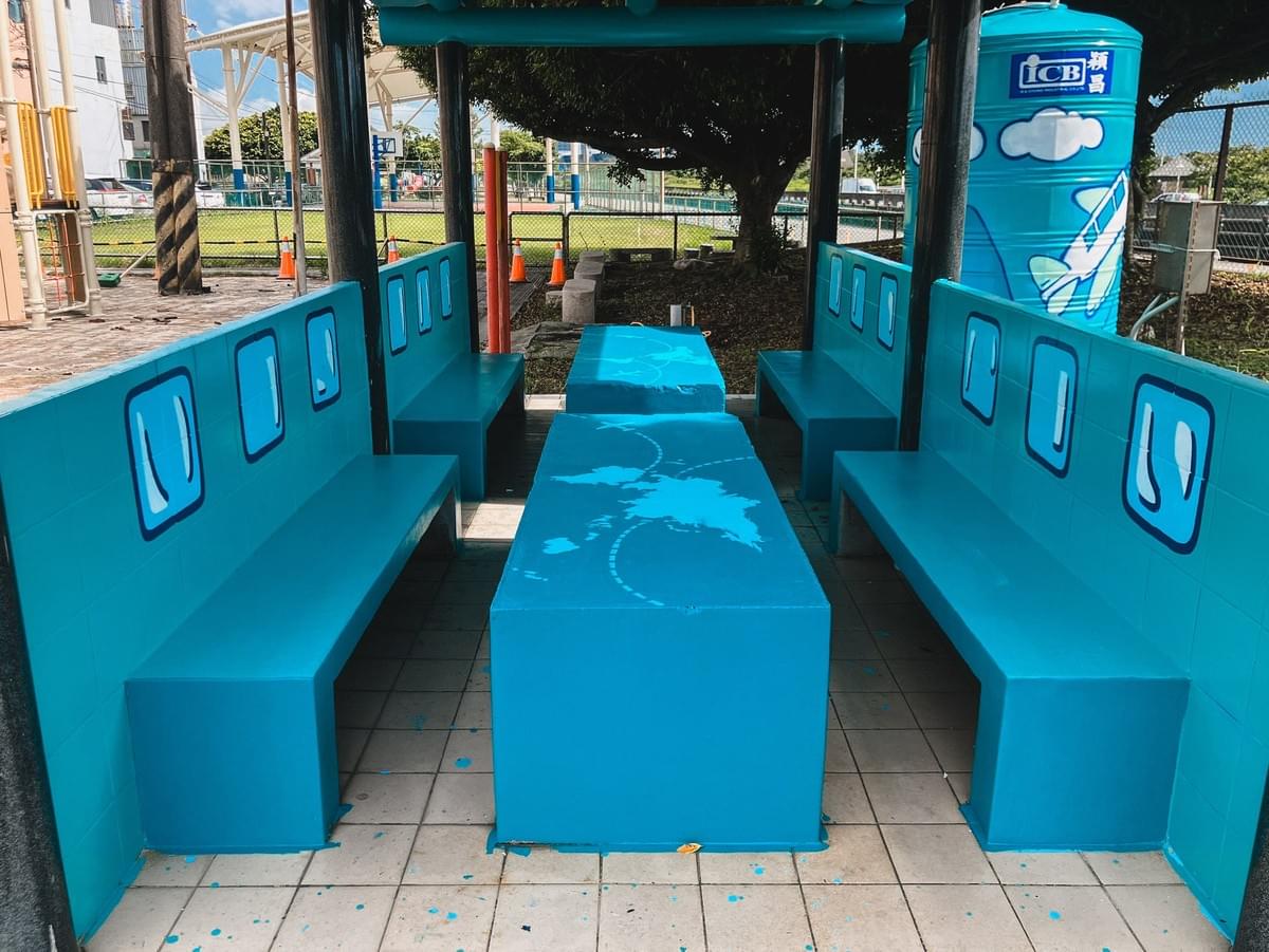 桃園蘆竹海寧公園涼亭彩繪-航空飛行主題-奇豆彩繪工作室