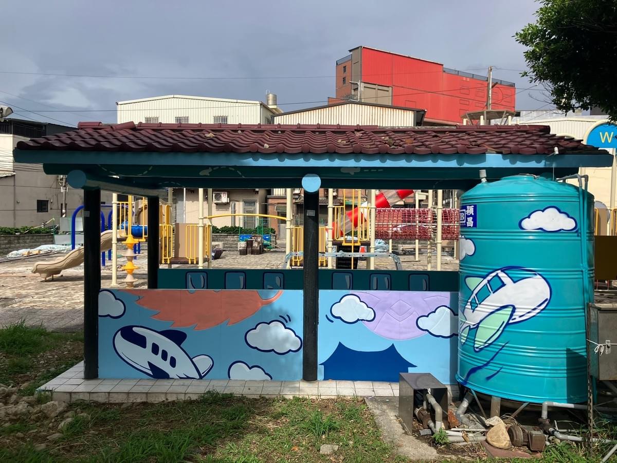 桃園蘆竹海寧公園涼亭彩繪-航空飛行主題-奇豆彩繪工作室