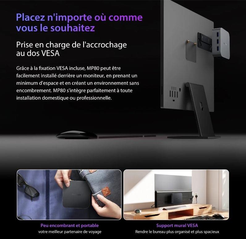 PC MINI BLACKVIEW MP80 + PACK + LIVRAISON DISPO 16/512GO QUAD CORE INTEL N5095 UHD RE