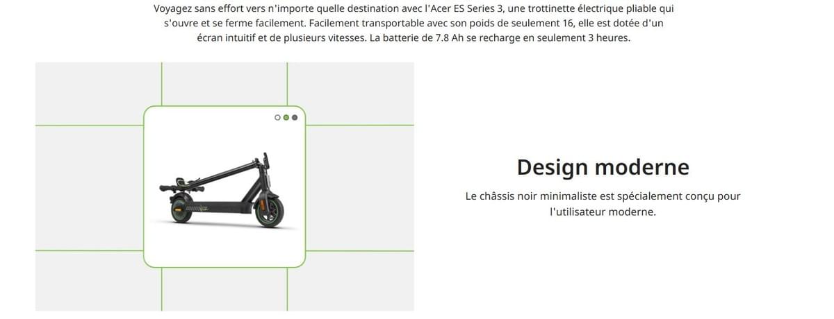 TROTTINETTE ELECTRIQUE ACER ES SERIE3 250W + LIVRAISON RE