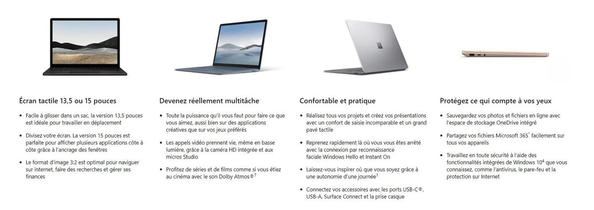 PC PORTABLE TACTILE MICROSOFT SURFACE LAPTOP 4 13.5