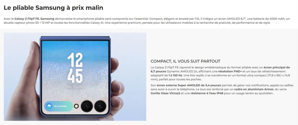 SAMSUNG GALAXY Z FLIP 7 FE 6.7
