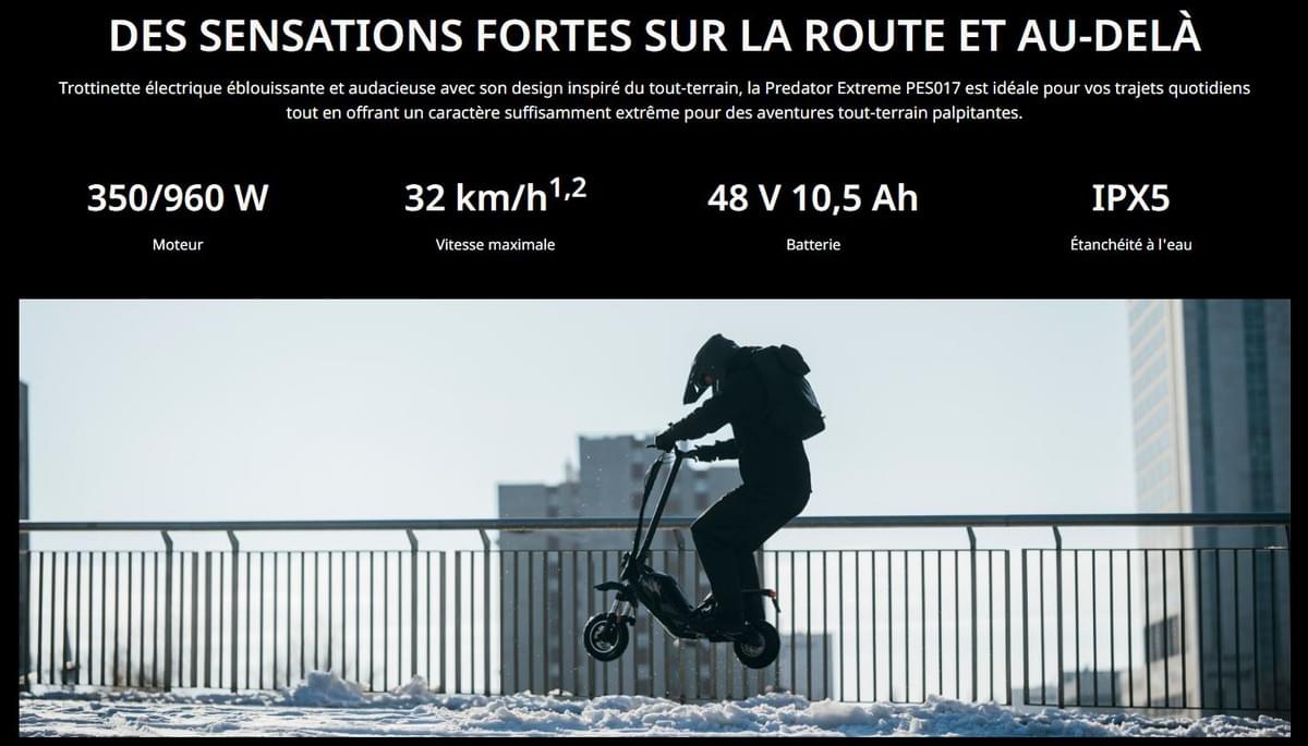 TROTTINETTE ÉLECTRIQUE ACER PREDATOR SCOOTER EXTREME 350/960W + GARANTIE FIRST RE