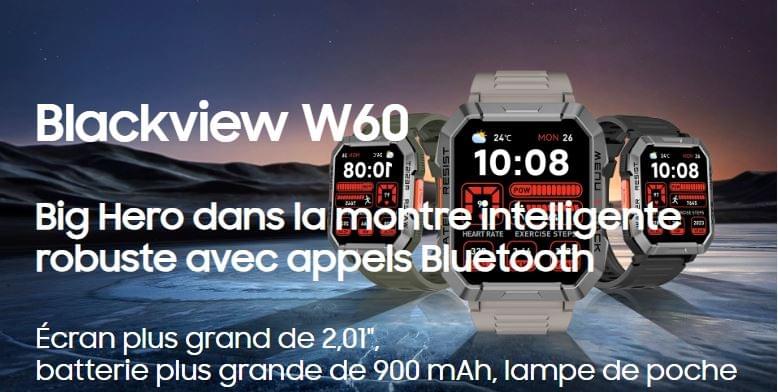 MONTRE CONNECTEE BLACKVIEW W60 2.01 IP68 + LIVRAISON DISPO RE
