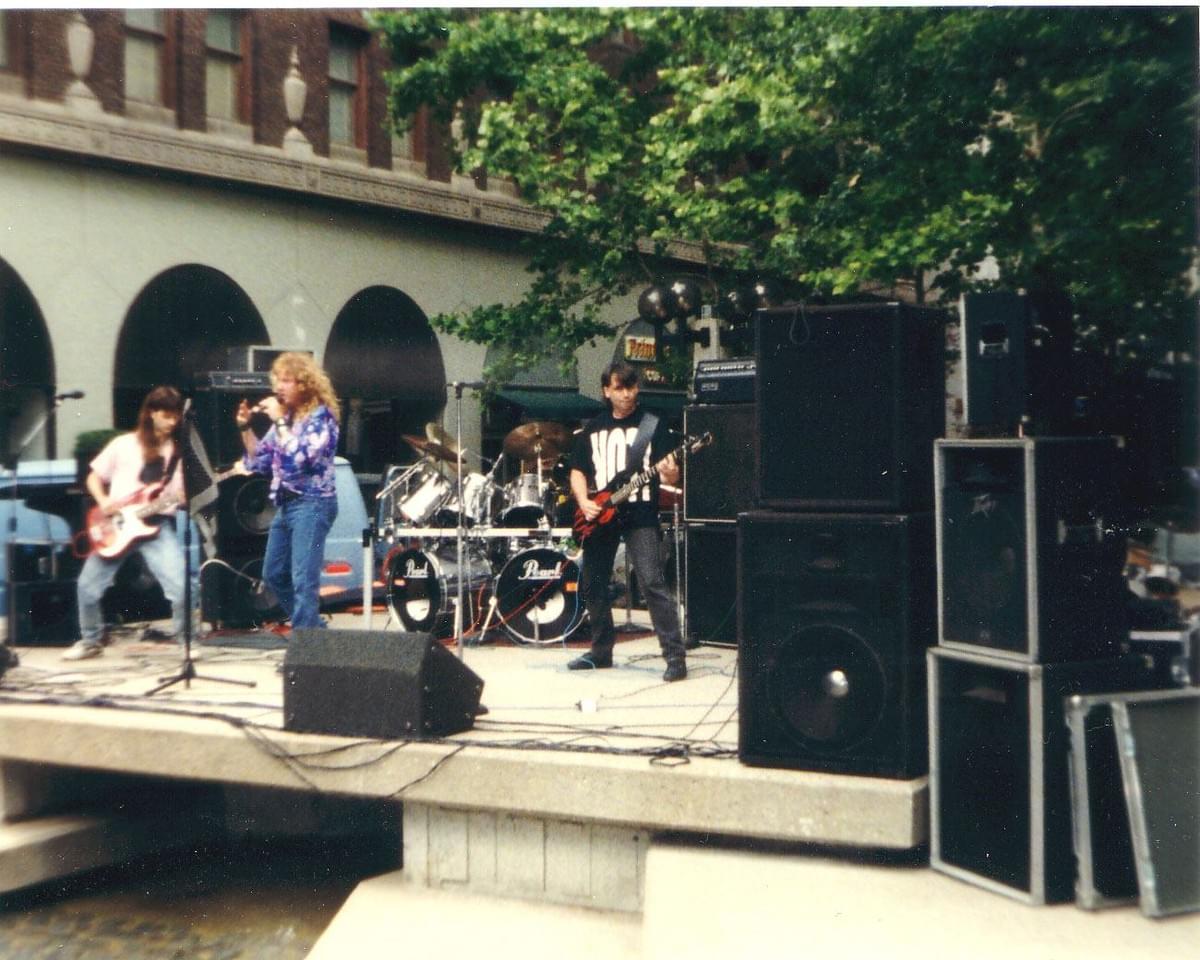 Urban Myth playing downtown gig in 1989 (I think). I'm playing the red bass.