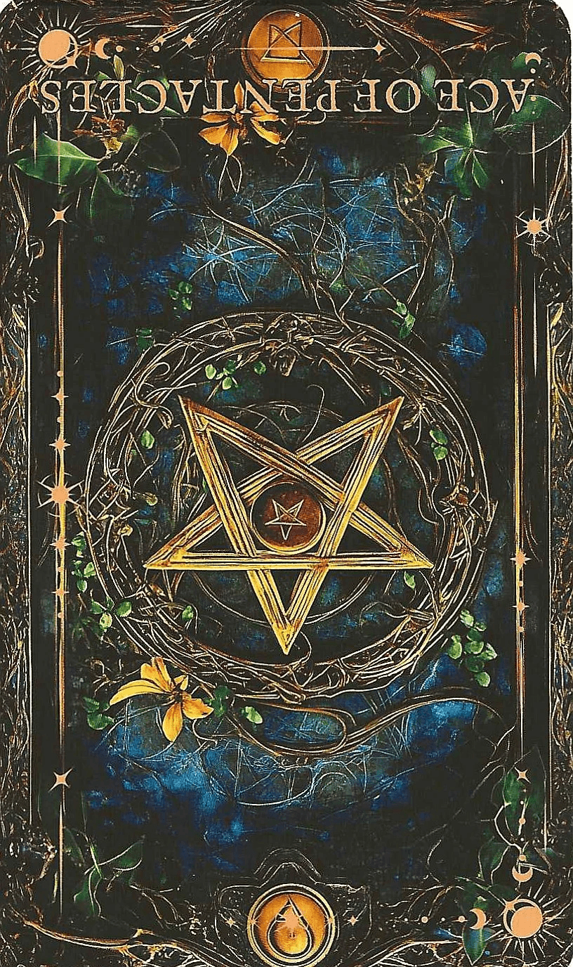 Ace of Pentacles-The Arcane Tarot card reversed.