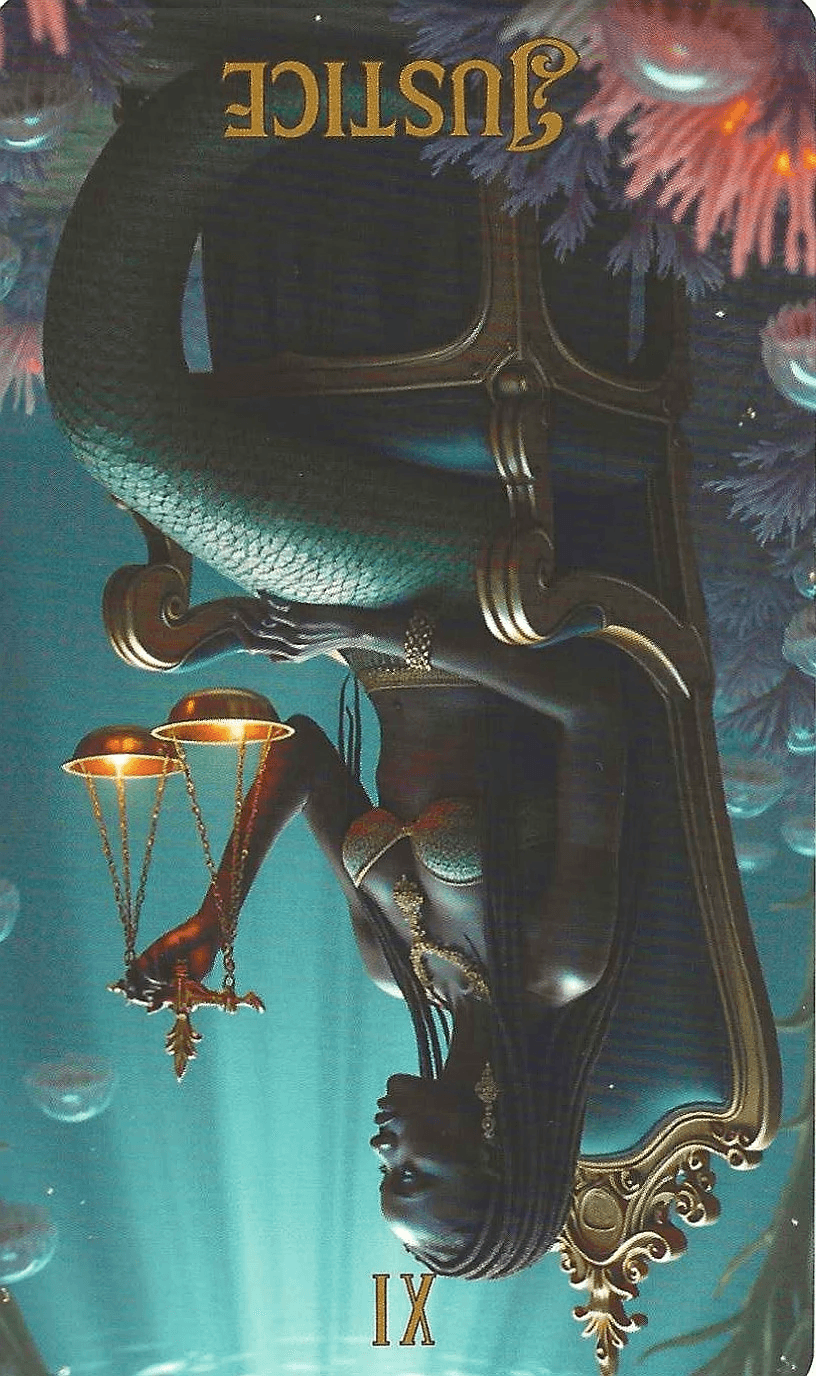 Justice-Key 11- The Ocean Tarot-reversed image