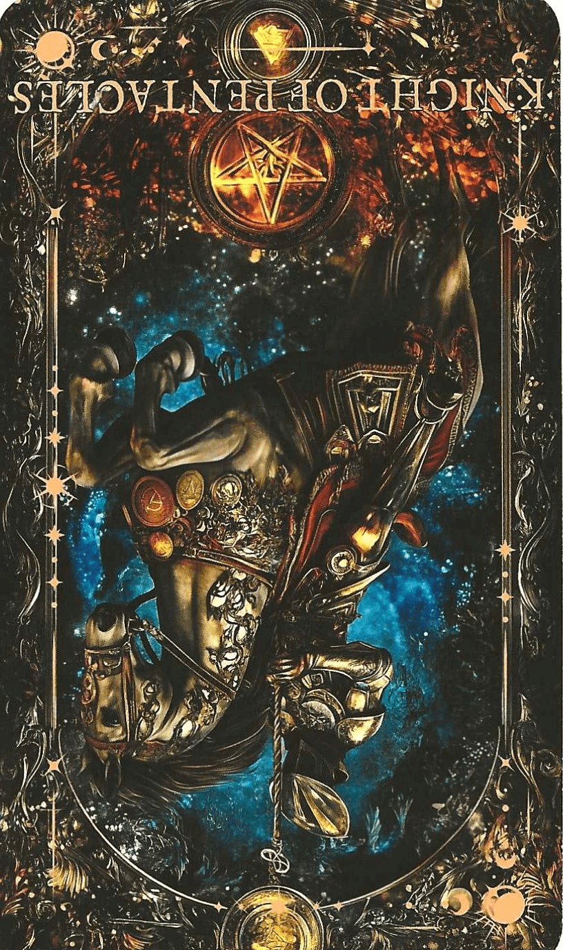 Knight of Pentacles- The Arcane Tarot card reversed