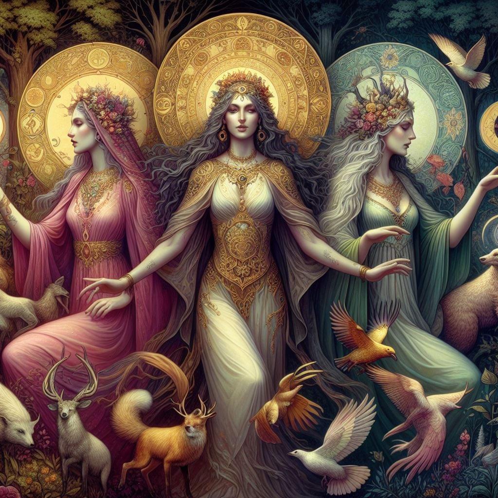 Maid-Mother-Crone triple goddess imagery