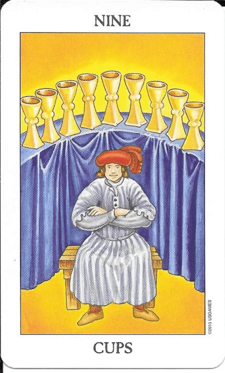 Rider-Waite- 9 of Cups-happiness imagery
