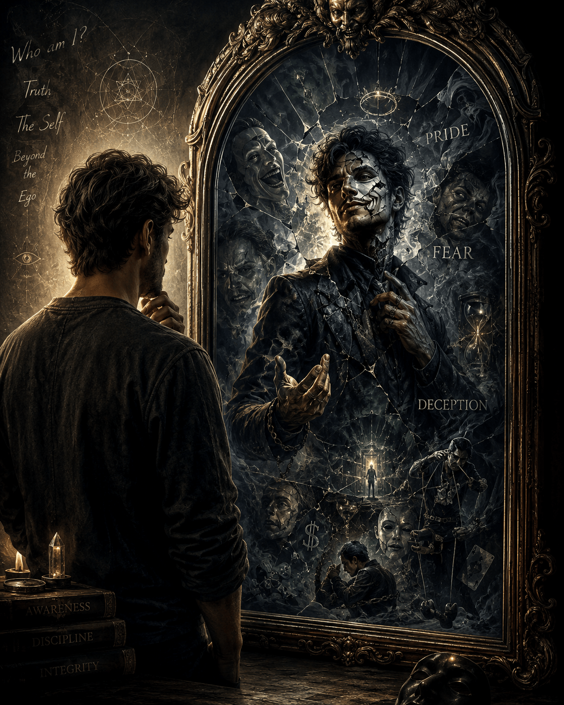 Viewing the false self in the mirror of the mind.