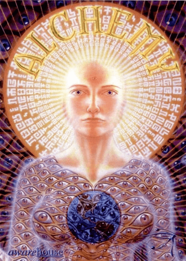 Alchemy as all seeing wisdom imagery