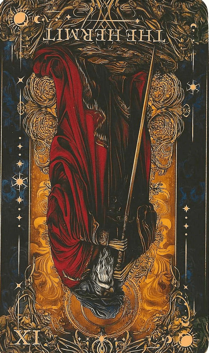 The Arcane Tarot- Key 9- the Hermit reversed symbolism
