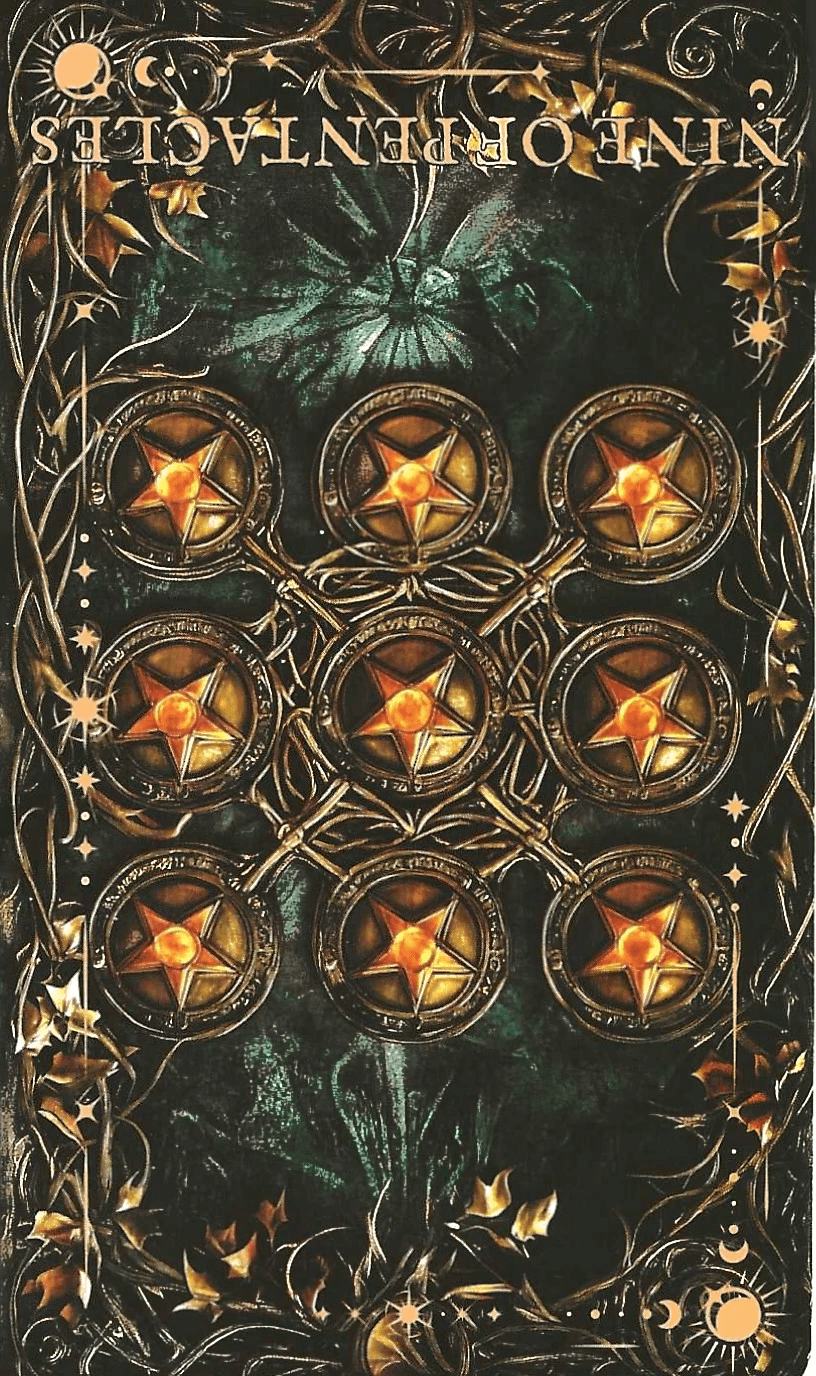 The Arcane Tarot-9 of Pentacles reversed