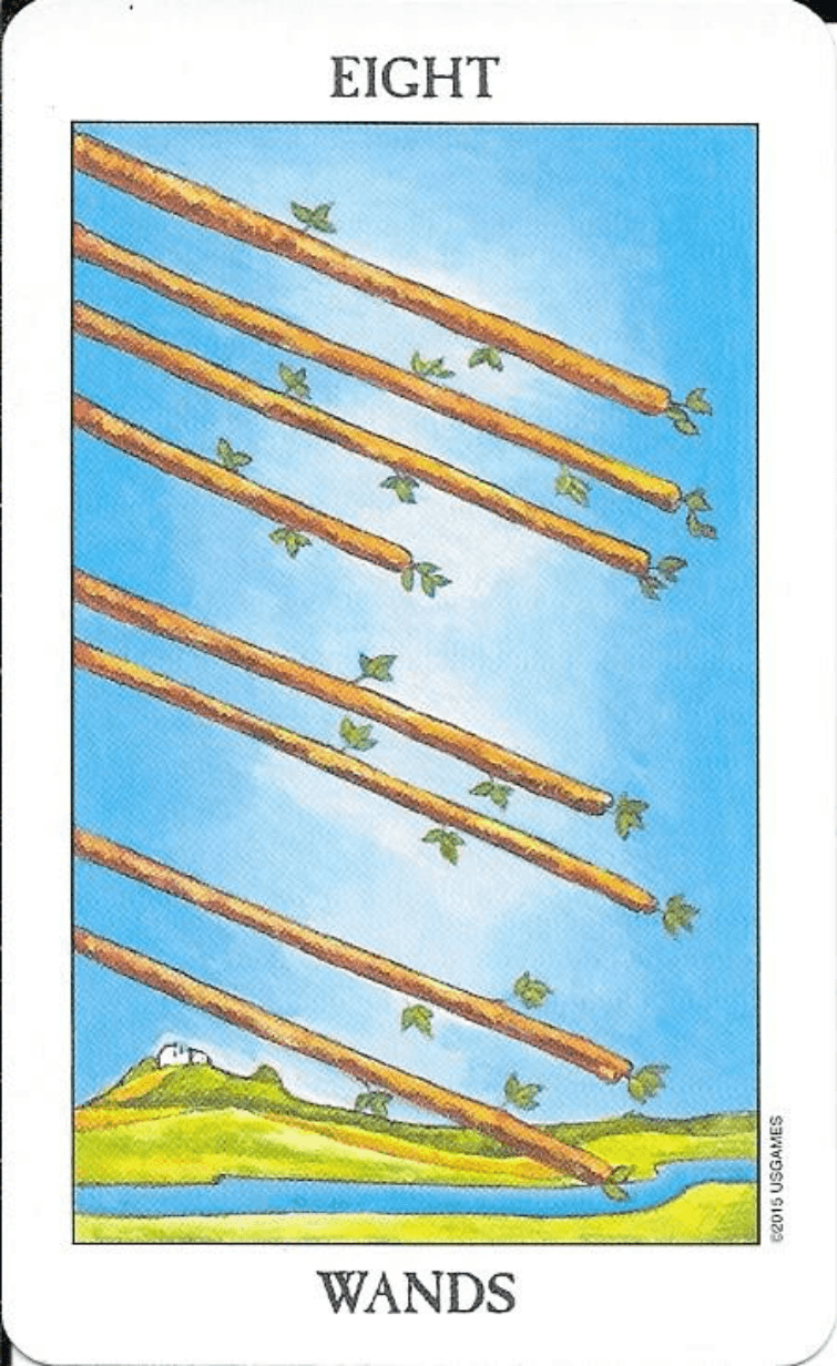 Rider-Waite-Smith Tarot- 8 of Wands swift imagery