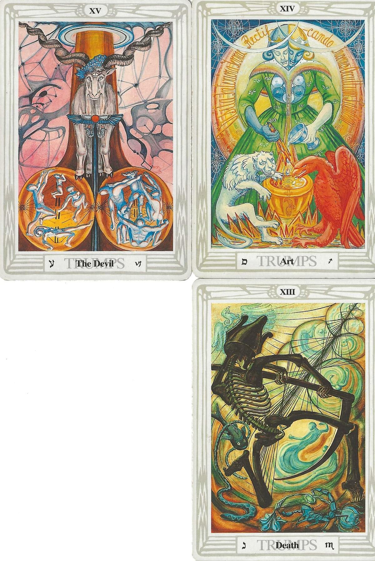 Art-The Devil-Death- Thoth Tarot Card Pathway trinity of transmutation imagery
