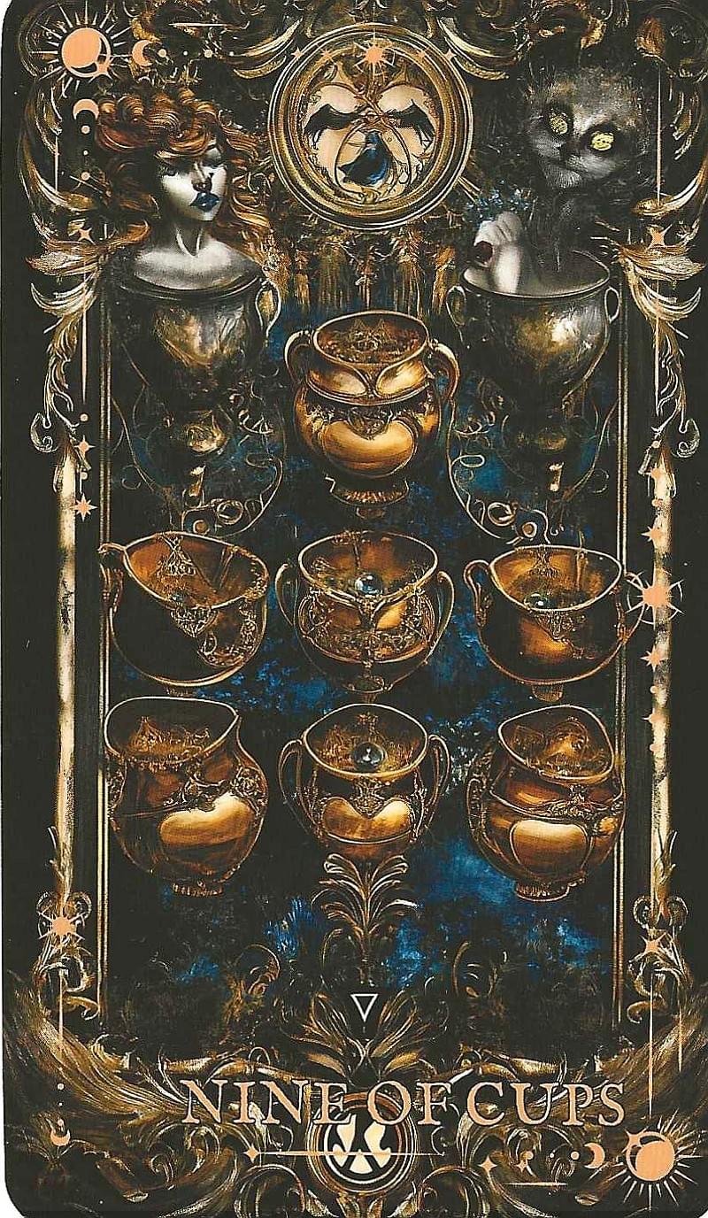 Upright meaning of the Arcane Tarot- 9 of cups