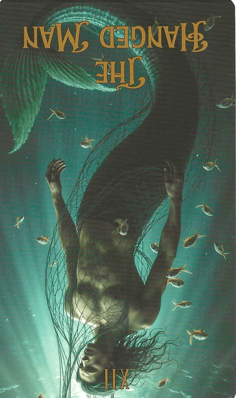 The Ocean Tarot- key 12- The Hanged Man-reversed imagery
