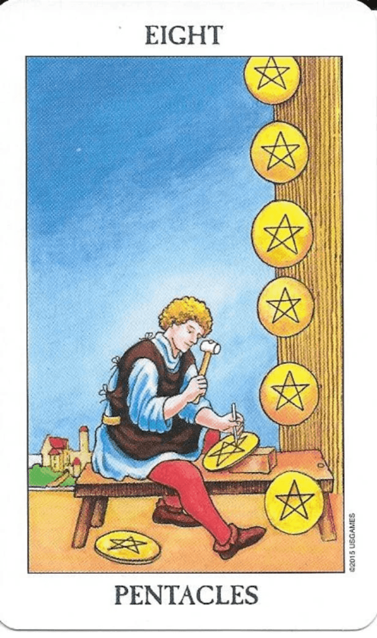 8 of pentacles- Rider-Waite-Smith Tarot