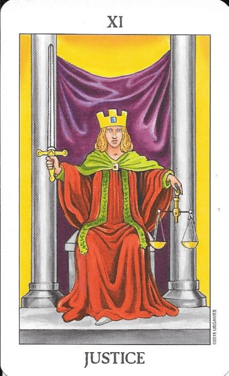 Justice- key 11=Rider-Waite-Smith Tarot