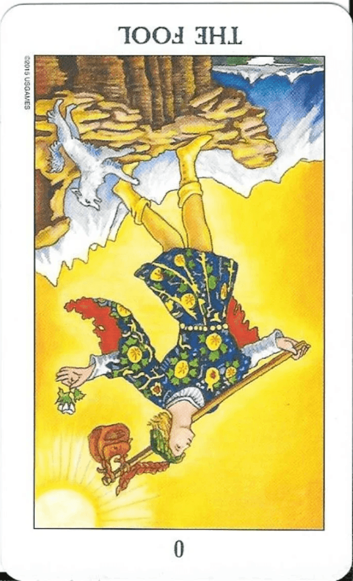 RWS Tarot- 0 The Fool-Reversed imagery