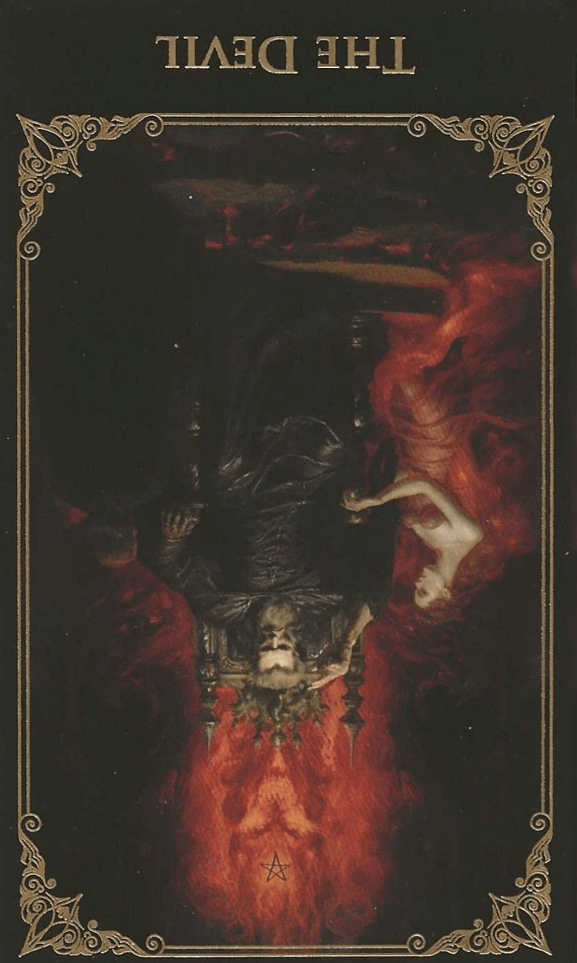 The Baroque Tarot0 key 15-The Devil-reversed imagery