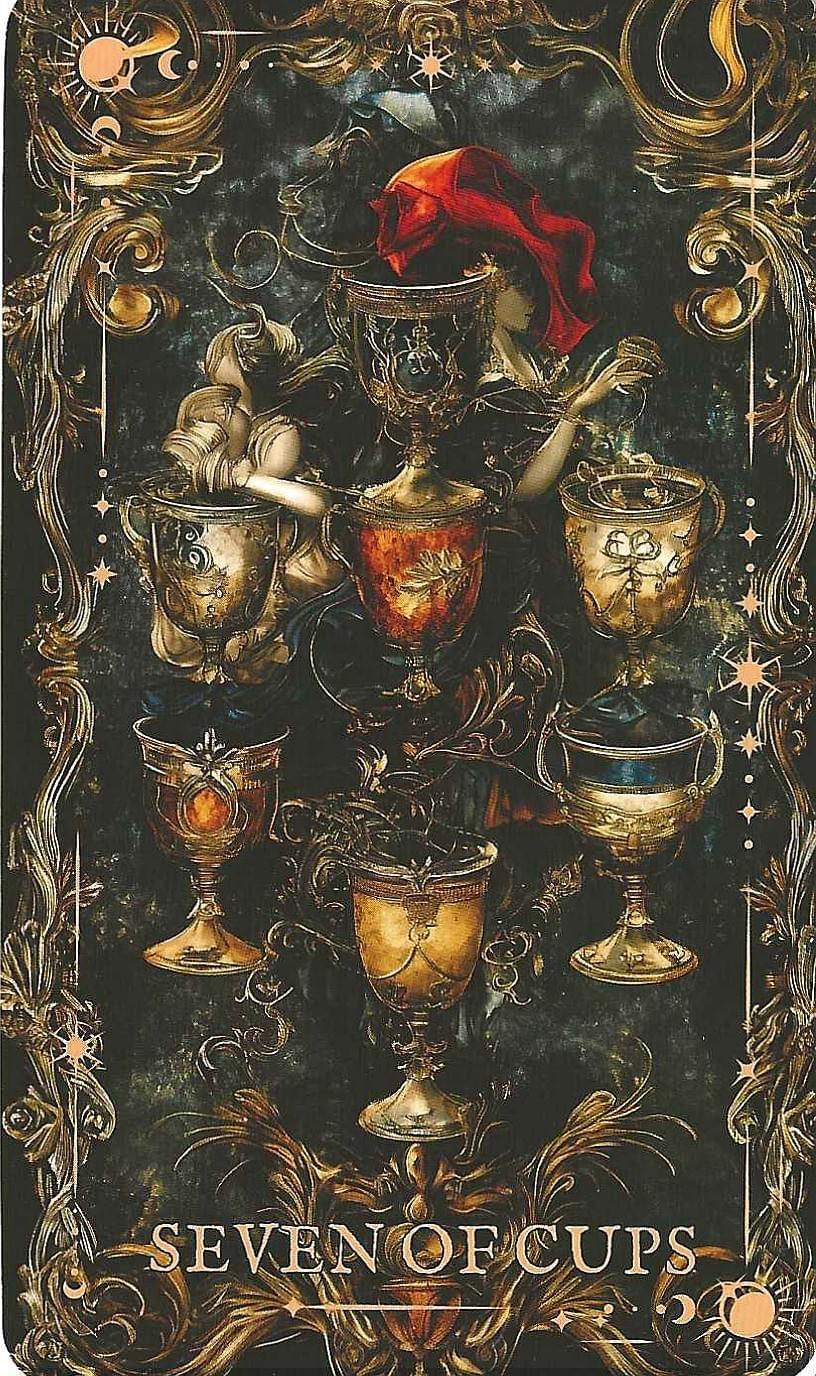 The Arcane Tarot- 7 of cups -illusions imagery