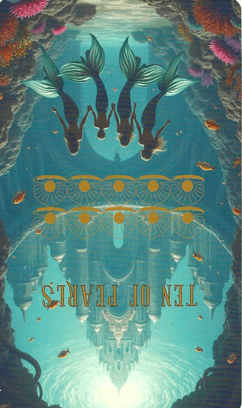 Ten of Pearls-The Ocean Tarot-reversed imagery