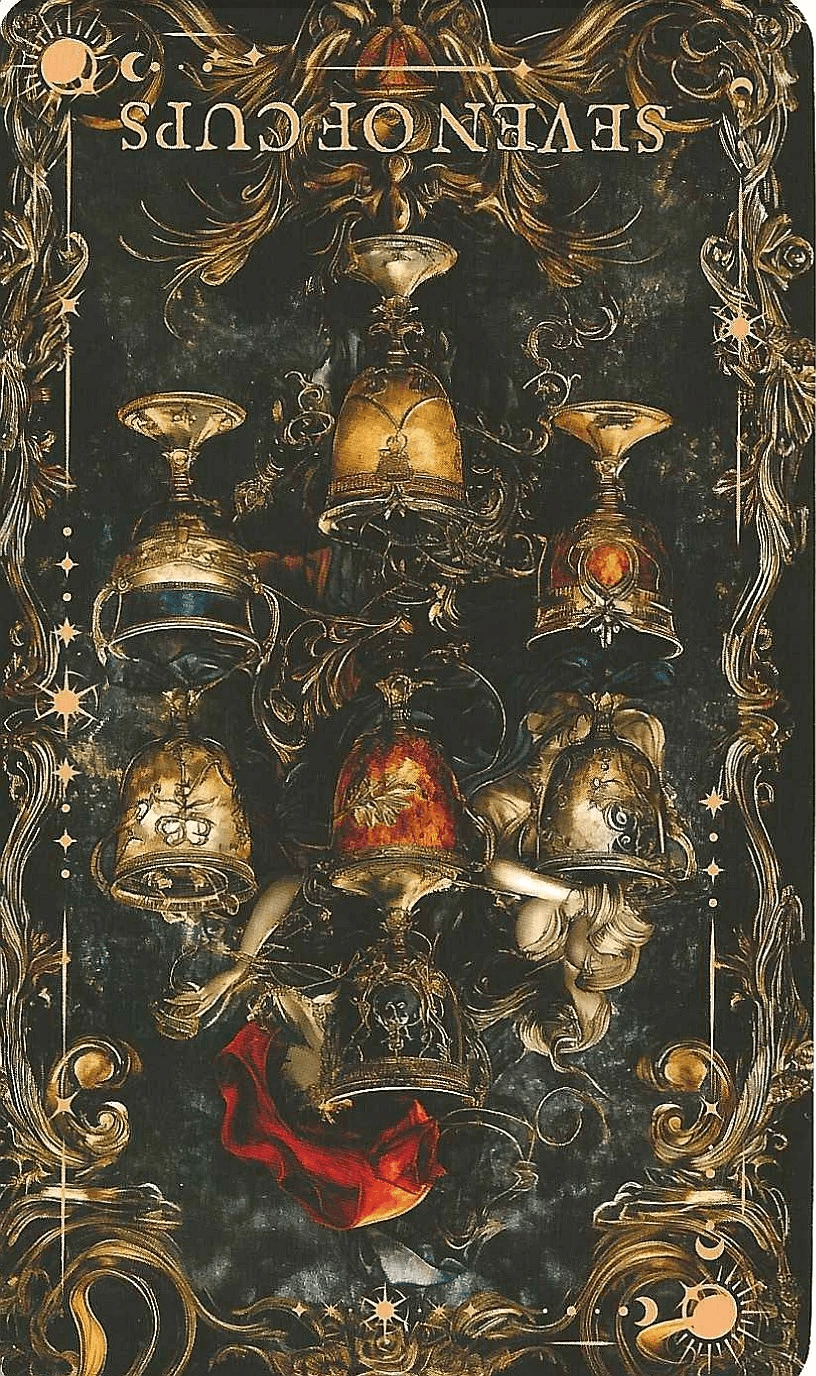 7 of cups-Arcane Tarot reverse   imagery