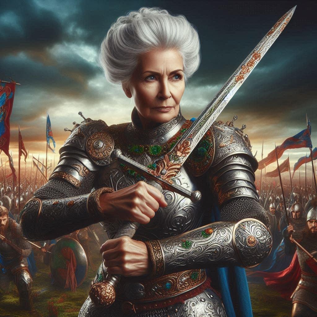 Crone standing in defense imagery