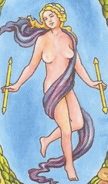 The Kaph scarf of the RWS world Tarot Card