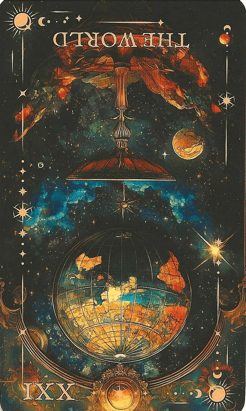 The Arcane Tarot-Key 21-The World, reversed imagery