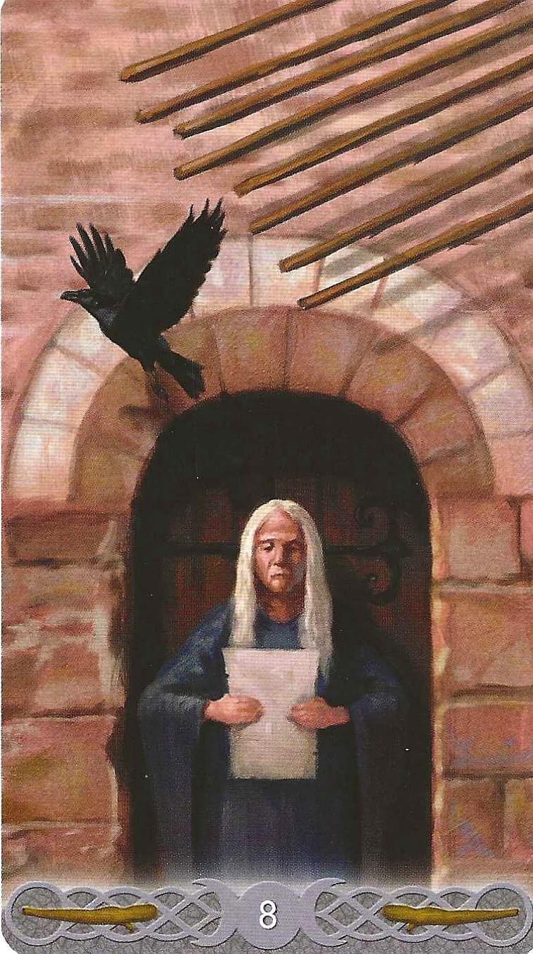 triple goddess tarot- 8 of Wands-setting intentions imagery