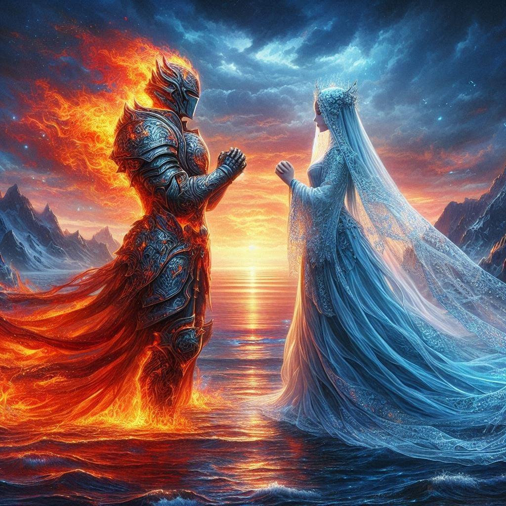 The Fiery  Animus honoring the Watery Anima imagery