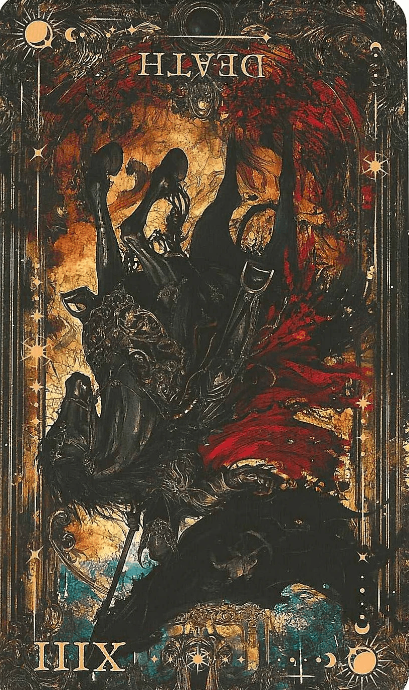 Arcane Tarot death card reversed imagery