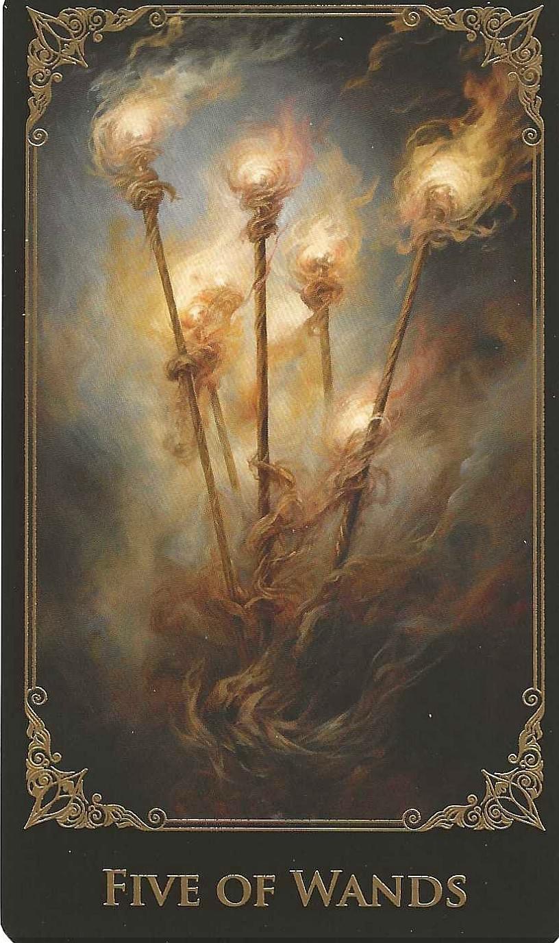 The Five of Wands-The Baroque Tarot The Five of Wands-The Baroque Tarot