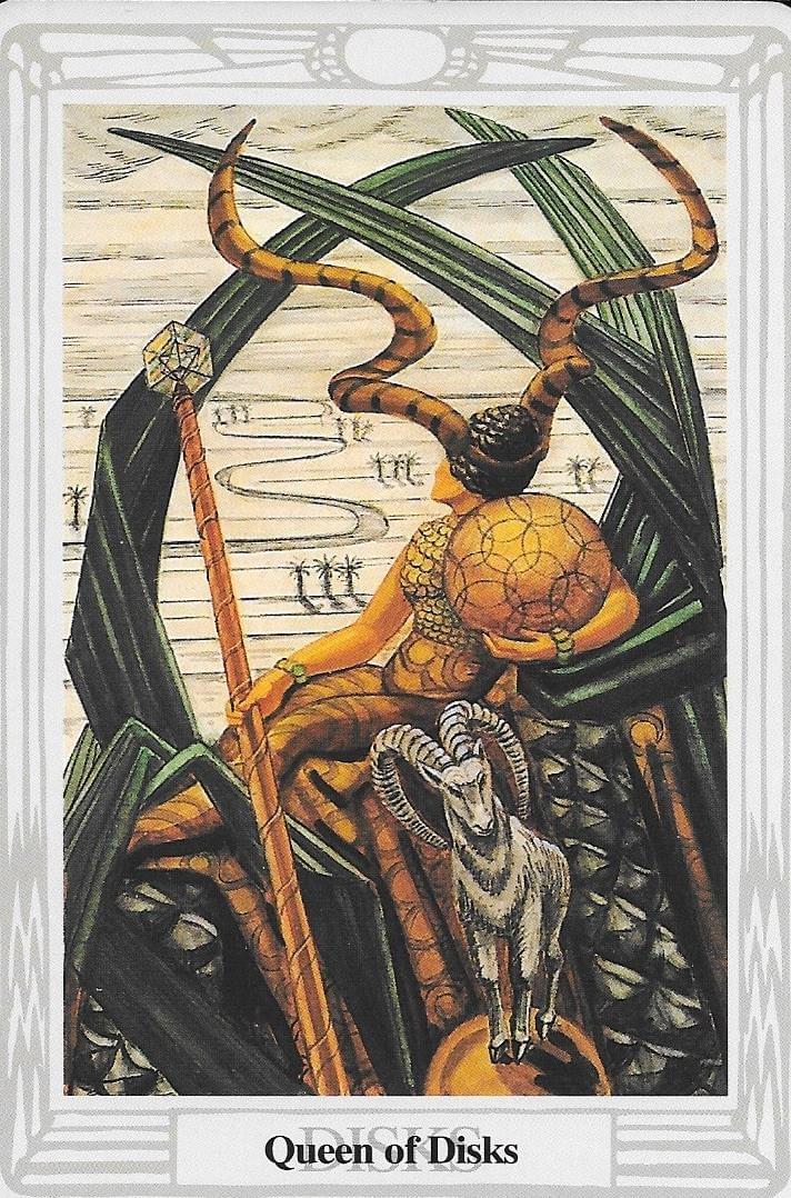 The Queen of Disks-Thoth Tarot- Gaia imagery