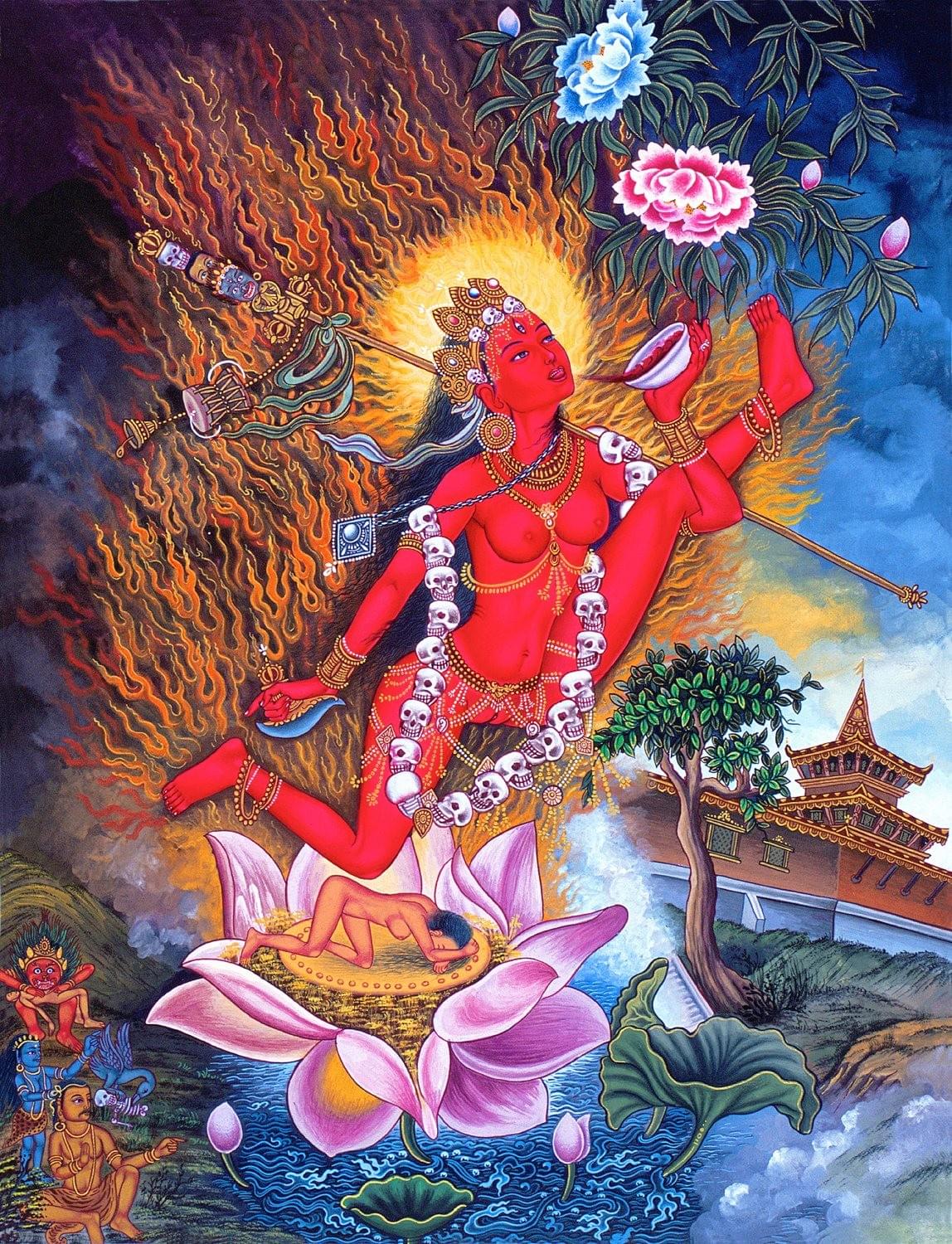 The Dancing Red Yogini and Lotus imagery