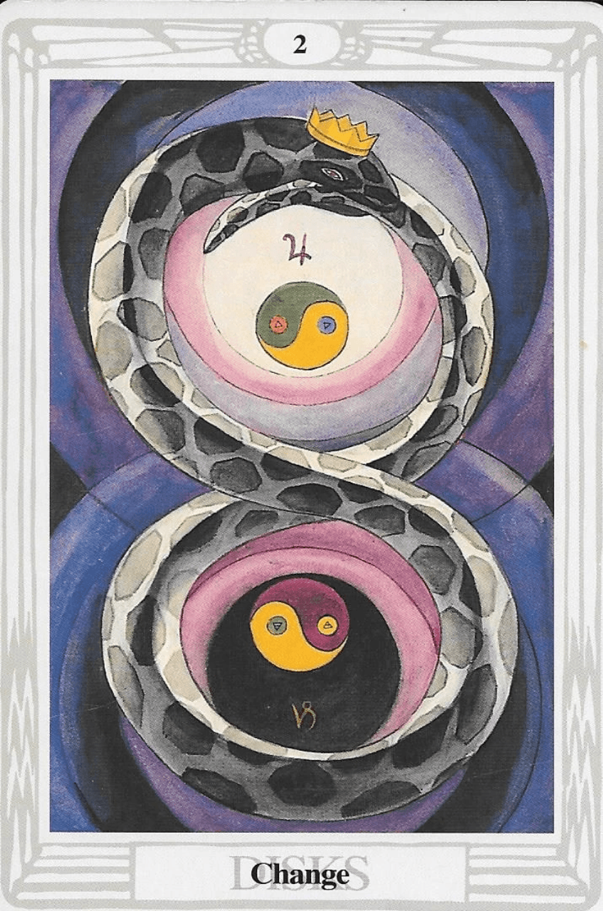 2 of Disks- Thoth Tarot Card