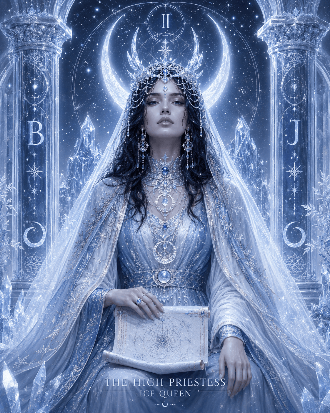 The High Priestess as Ice Queen imagery