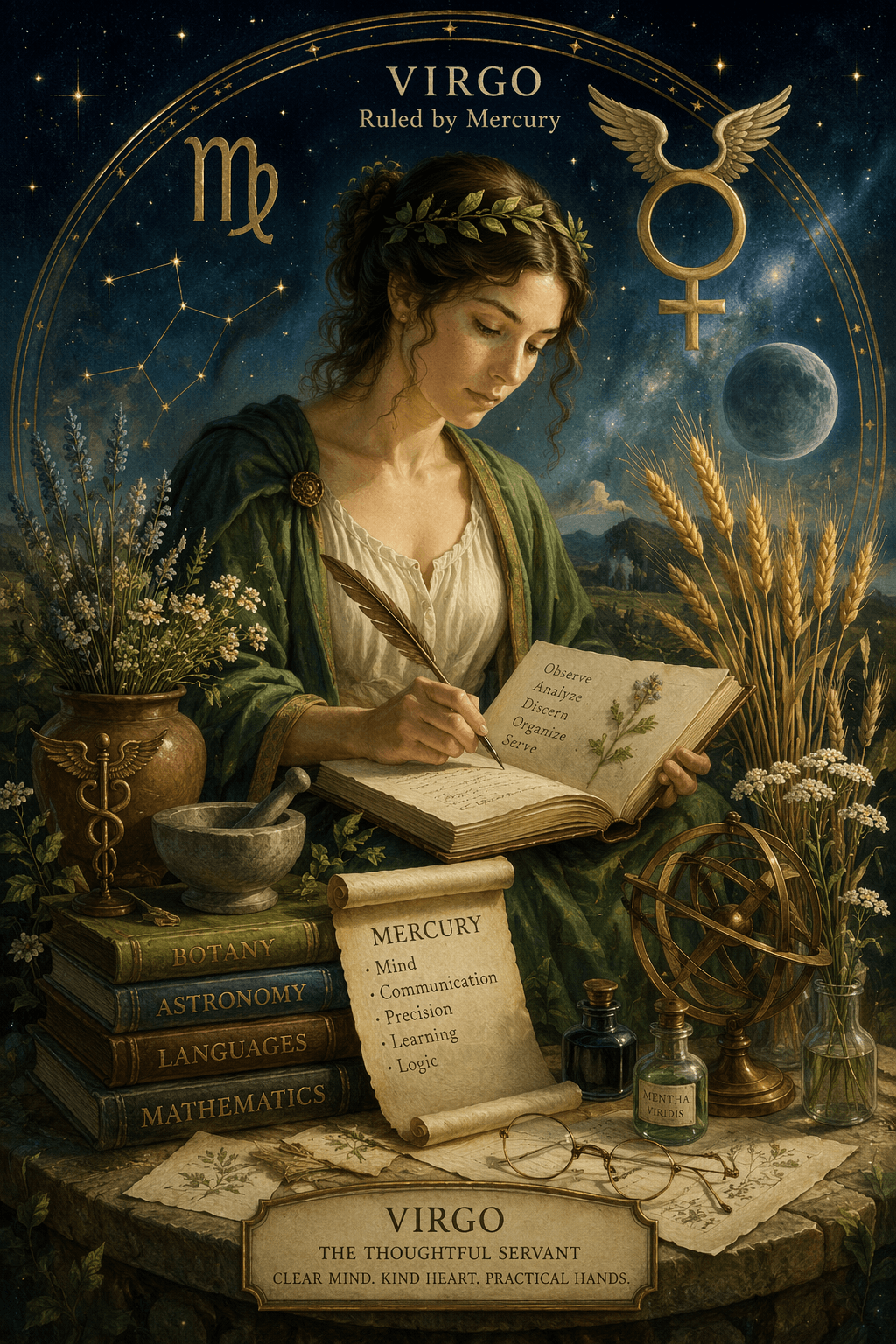 imagery of Virgo ruled by Mercury