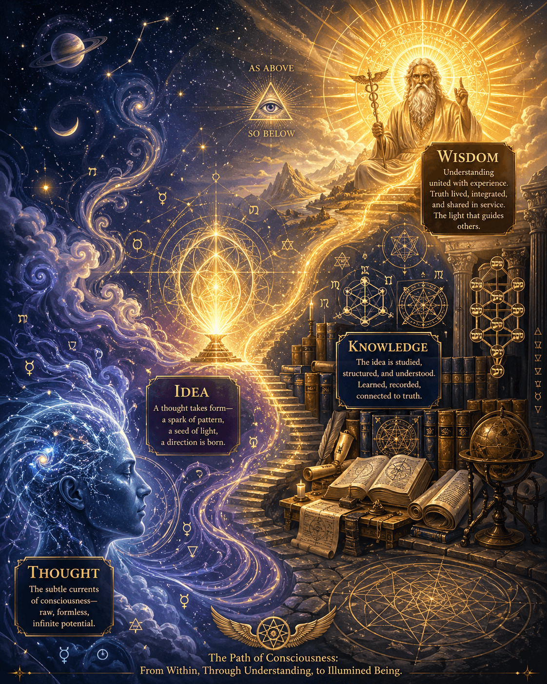 Thought, idea, knowledge, and wisdom imagery