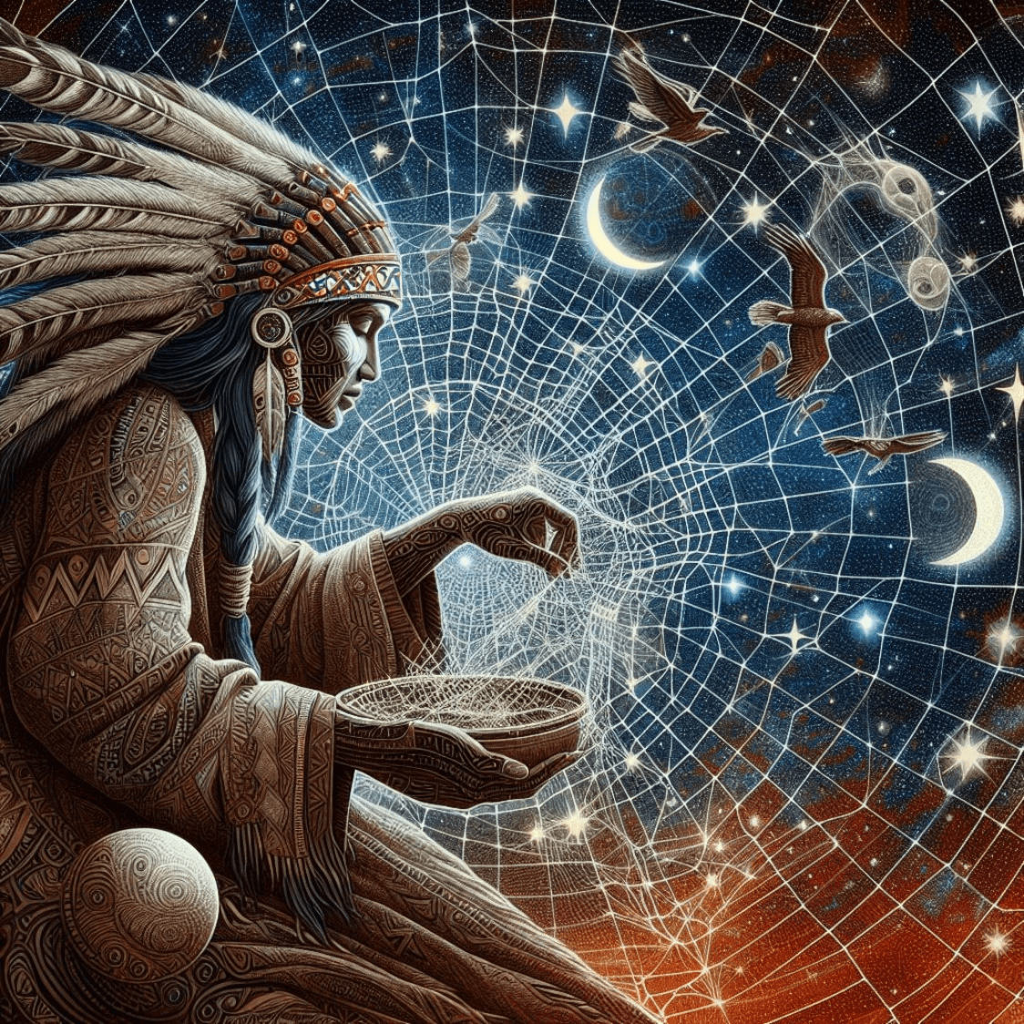 Spider Woman weaving the web matrix of the electromagnetic spectrum