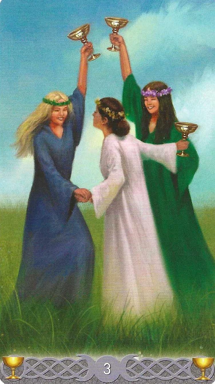 The Triple Goddess Tarot- 3 of Cups